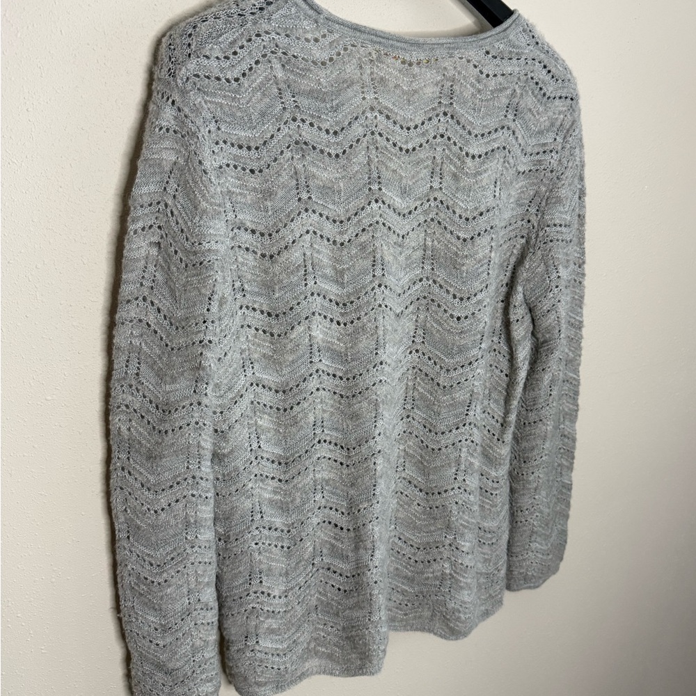 Kuna Baby Alpaca Silk Sweater Gray Pointelle Knit Peru Luxury M - Picture 7 of 9
